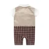 Rompers Gentleman baby style short sleeve wedding and party baby boys clothes cut romper clothes 231020