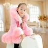 Coat Fashion Baby Winter Warm Fur Coats For Girls Long Sleeve Hooded Thick Girls Jacket For Christmas Party Kids Fur Outwear Clothing 231019