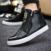 Kleid Schuhe Zipper High Top Sneakers Männer Mode Leder Schuhe Für Männer Luxus Goldene Casual Turnschuhe Männlichen Hip Hop Rock schuhe 231019