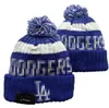 Casquettes pour hommes Chapeaux de baseball Bonnet Dodgers Toutes les 32 équipes Tricoté à revers Pom Los Angels Bonnets Rayé Sideline Laine Chaud USA College Sport Chapeaux en tricot Casquette pour femme A0