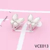 Luxury S925 Silver Earring for Women Girls Crystal Butterfly Pattern Four-leaf Clover Designer Earrings Wedding Party Jewelry Valentine's Day Gifts VCE2