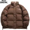 Herrarna ner parkas reversibel jacka män hip hop retro pläd jacka parka streetwear harajuku vadderad jacka vinter tjock vindbrytare varm 231020