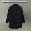 Женское короткое стильное шерстяное пальто, осенне-зимняя теплая ветровка, классическая металлическая треугольная шерстяная верхняя одежда, черный плащ, толстовки