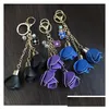 Keychains Lanyards Keychains 50st 18Colors Charm Leather Rose Flower Key Chains Tassel Women Keychain Bag Purse Pendant Jewelrykeyc Dhdyv