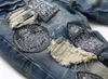 Yeni Tasarımcı Erkek Miris Kot Pantolon Sıska Pantolon Sıska Fit İnce Streç Erkek Delikleri Jean Yıkanmış Nakış Boyutu 29-38 Pantolon Patchwork Jeans