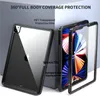 Crossbody Waterproof Clear Tablet Case for iPad Pro 12.9'' Adjustable Lanyard Outdoor Sports Full Protective Soft Bumper Transparent Rugged Armor Snowproof Shell