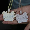 Ketten Ganzes Design Große Big Hustle Hard Letter Charm Anhänger mit voller CZ gepflasterter Seilkette Halskette für Männer Junge Punk Hip Hop3256