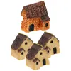 Dekoracje ogrodowe 4 sztuki miniaturowe kamienne domowe żywice Fairy Village Miniatury Figurki Domowe dla ogrodowych dekoracji patio (