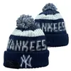 Bonés masculinos Bonés de beisebol New York Beanie Todas as 32 equipes de malha com punhos Pom NY Gorros listrados de lã lateral quente EUA College Sport Knit chapéus boné para mulheres A1