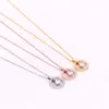 Pendant Necklaces Fashion Super Flash Crystal Circle Stainless Steel Necklace Clavicle Chain Woman Jewelry Wholesale Gift