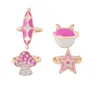 Klusterringar y2k smycken rosa 4 st cow stjärna svamp för kvinnor metall vintage punk harajuku set charms 90s estetiska gåvor