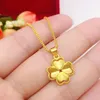 Hanger Kettingen Echte 18K Goud Kleur Lucky Clover Ketting voor Vrouwen Mannen Fijne Sieraden Echt Effen Bruiloft Luxe 231020