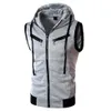 Gilet da uomo Arrivo estivo Uomo Gilet senza maniche con cappuccio Vino rosso Gilet sottile casual Plus Size 3xl 4xl Felpa con cappuccio sportiva per ragazzi Top215T