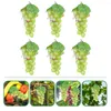 Party Decoration 6 Pcs Artificial Bunch Grapes Model Decor Decorative Cabinet Fruit Mini Toys Rattan Kids Teaching Toddler