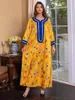 Ubrania etniczne Md Muzułmańska moda Hidżab sukienka Ramadan Abayas dla kobiet Dubaj Turcja Marokańczyka Caftan Islamskie kwiaty Drukuj Boho Boubou