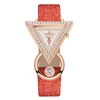 Montres-bracelets Mode Femmes Triangle Quartz Montre Bracelet En Acier Mouvement Analogique Vitrail Reloj De Mujer 2023