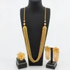 Комплект ожерелья и серег нигерийского золотого цвета, ювелирные изделия для женщин, длинная цепочка с кисточкой и кольцом, африканская вечеринка, юбилей
