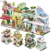 Blocs Mini ville rue vue café fleuriste Dessert maison blocs de construction Architecture musique barre briques jouets cadeau pour les enfants R231020