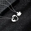 Pendentif Colliers 2pcs / Set Love Puzzle Couple Collier Hip Hop Punk Coeur Forme Couture pour Femmes Hommes Amitié Bijoux Cadeau