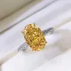 Cluster Rings Solid 925 Sterling Silver 8 12mm Broken Oval Created Moissanite Diamond Citrine Ring for Women Engagement Fine Jewel310d