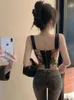 Kvinnors tankar Slim Sexy Corset Top Women Fairy Grunge Clothing Floral Rope de Mujer Zipper Halter Camisole Streetwear Vintage