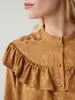 Женские блузки, рубашка с жаккардовой отделкой в стиле ретро, французская рубашка 2023, весенняя женская элегантная блузка с длинным рукавом, круглым вырезом и пуговицами