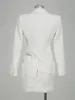 Abiti da lavoro Modphy High Street Blazer bianco ritagliato Set gonna per donna Giacca slim con intaglio a maniche lunghe Mini abito in due pezzi