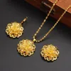 Etiope 24k Fine Oro Giallo Riempito Multicamera Fiore set Gioielli Ciondolo Orecchini a catena Africano Sposa Matrimonio Bijoux Gift350a