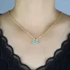 Chains Gold Plated Love Word Arabic Letter Necklace With Blue Turquoises Stone