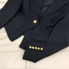 Ternos femininos estilo curto 2023 outono inverno elegante escritório senhoras blazer manga longa moda botão de ouro fino clássico preto jaqueta