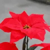 Decorative Flowers Real Touch Flannel Artificial Christmas Red Poinsettia Bushes Bouquets Xmas Tree Ornaments Centerpiece For