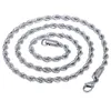 Chaînes Hommes Femmes 4mm Chaîne Corde Argent Couleur Collier En Acier Inoxydable Homard Griffe Fermoir Bijoux De Mode DKN78