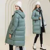 Trench da donna Piumino nero di media lunghezza imbottito in cotone 2023 Inverno al ginocchio sciolto spesso