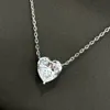 Luxury Pendant Necklace Top S925 Sterling Silver Shinning Heart Big Zircon Charm Short Chain Choker for Women Wedding Jewelry