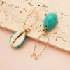 Boucles d'oreilles créoles en forme de coquille verte pour femmes, bijoux Vintage en cuivre, décontracté, fête de noël, tendance, vente en gros, 2023