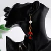 Dangle Earrings Natural Freshwater Pearl And Healing Red Agate For Women Girls - 18K Gold Plated Drop