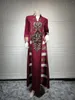 Etnische kleding Arabische borduurwerk lange jurk Dames Zomer Elegant Casual losse katoenen linnen rok Vakantie moslim pailletten