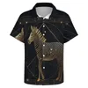 Koszulki męskie Zebra koszula astro geometria minimalistyczna sztuka plaża luźna hawaje y2k bluzki z krótkim rękawem graficzne odzież oversize