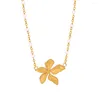 Anhänger Halsketten 316L Edelstahl Goldene Blume Tropfen Öl Perlen Halskette Casual Persönlichkeit Mädchen Exquisite Schmuck Geschenk Party