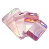 Caixas de jóias 50 pcs auto selagem laser pequenos sacos de plástico para bolsa com janela de exibição clara diy embalagem saco de armazenamento de presente 231019
