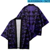 Roupas étnicas Homens Mulheres Vintage Cosplay Moda Streetwear Preto Roxo Impressão Tradicional Kimono Cardigan Japonês Samurai Oversized Haori