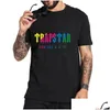 T-shirt da uomo 22Ss T-shirt Trapstar in edizione limitata Pantaloncini a manica corta Tuta da tiro London Street Fashion Cotton Comfort Coppia S- Dhyi6