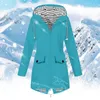 Trenchs de femmes Manteaux imperméables pour femmes Veste de pluie légère et décontractée avec capuche Coupe-vent à manches longues Zip Up Poches à cordon