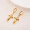 Orecchini con collane con ciondolo croce di Gesù Orecchini in oro giallo fine 18 k Set egiziano con geroglifici egiziani da donna162e