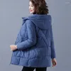 Women's Down Winter Parkas Mujer Snow Thick Warm Hooded Female Casual Long Cotton Padded Jackets For Blue Korean Coat Women Big Jacket