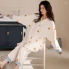 Vêtements de nuit pour femmes vêtements de nuit femmes élégantes pyjama ensembles femmes pyjamas hauts plus longs à pois salon Pijama Mujer Homewear