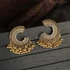 Dangle Earrings Retro Ethnic Geometric Crystal Luxury Gold Color C-Shaped Beads Tassel Wedding Women's Fashion Brincos Bijoux