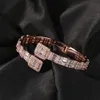 THE BLING KING CZ Custom Opened Square Zircon Baguette Iced Out Adjustable Bracelet For Men Luxury Drop 2202182547