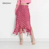 Skirts Fashion Cut Out Skirt For Women High Waist Solid Minimalist Irregular Hem Midi Female Loose Summer Clothing