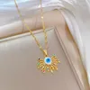 Pendentif Colliers Chaîne Acier Inoxydable Cils Oeil du Diable Collier Cristal Femme Collier Acier Inoxydable Femme